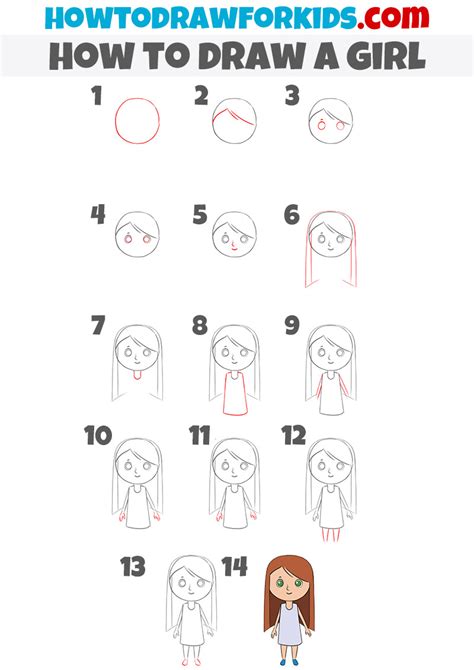 easy drawing of girl step by step